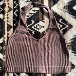 Forever 21 Ribbed Halter Crop Top - Brown